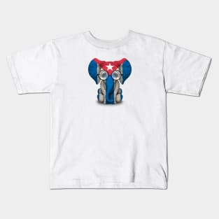 Baby Elephant with Glasses and Cuban Flag Kids T-Shirt